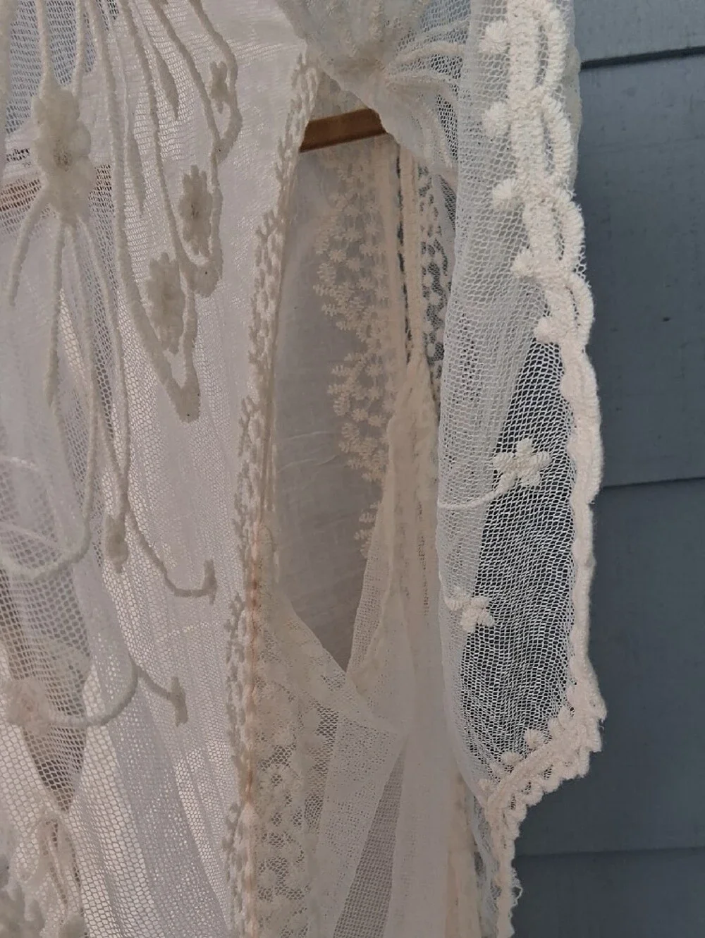 Cream Embroidered Sheer Tie Front Blouse NWT